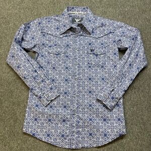 Cowboy Hardware Womens Pearl Snap Shirt Western Medallion Print Cotton Large